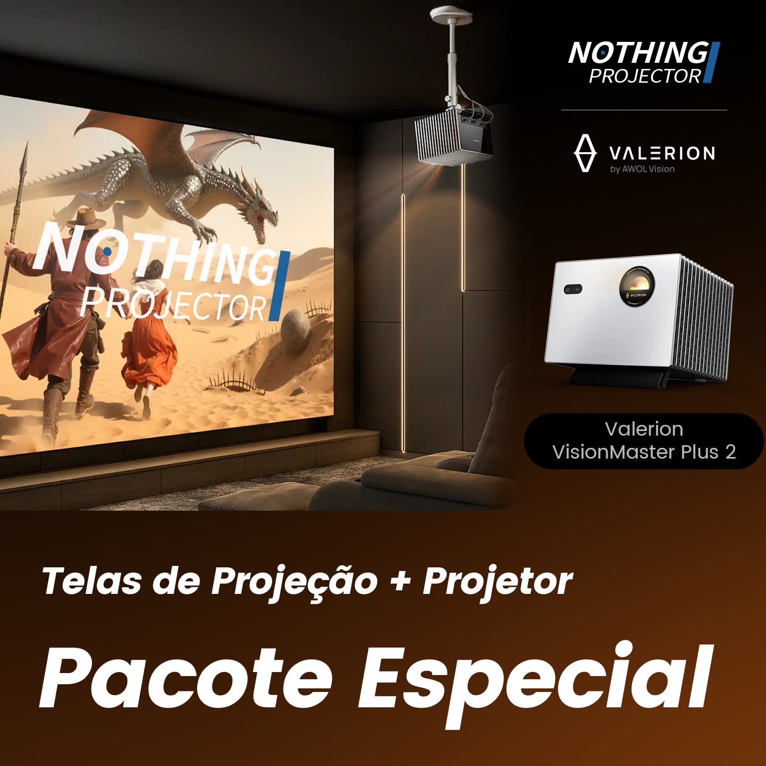 Valerion StreamMaster Plus 2 - Projetor Laser de Longa Distância DLP 4K 3D Triplo RGB 2000 Lúmens ISO