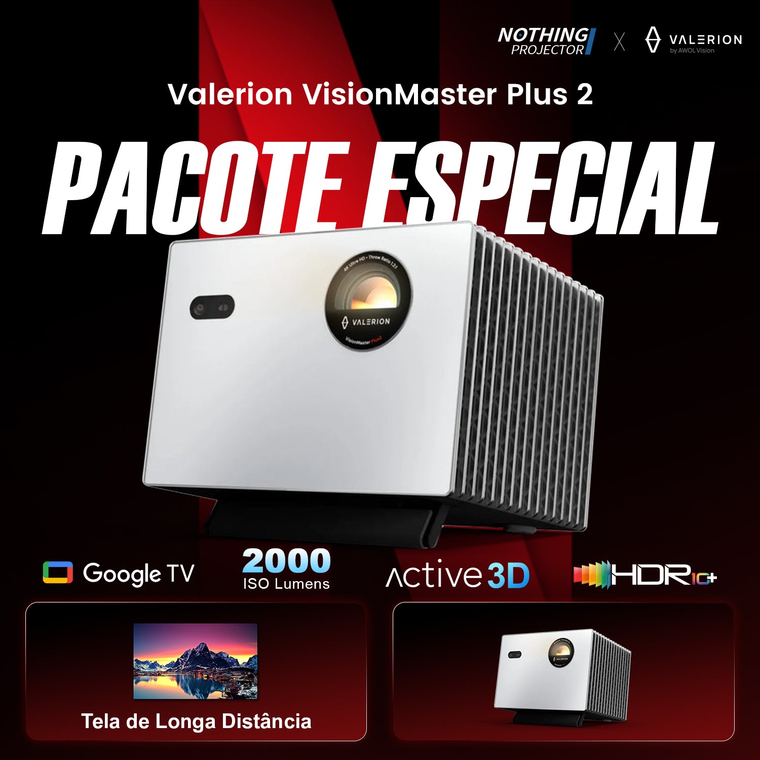 Valerion StreamMaster Plus 2 Projetor 4K RGB com Laser Triplo 2000 Lúmens ISO