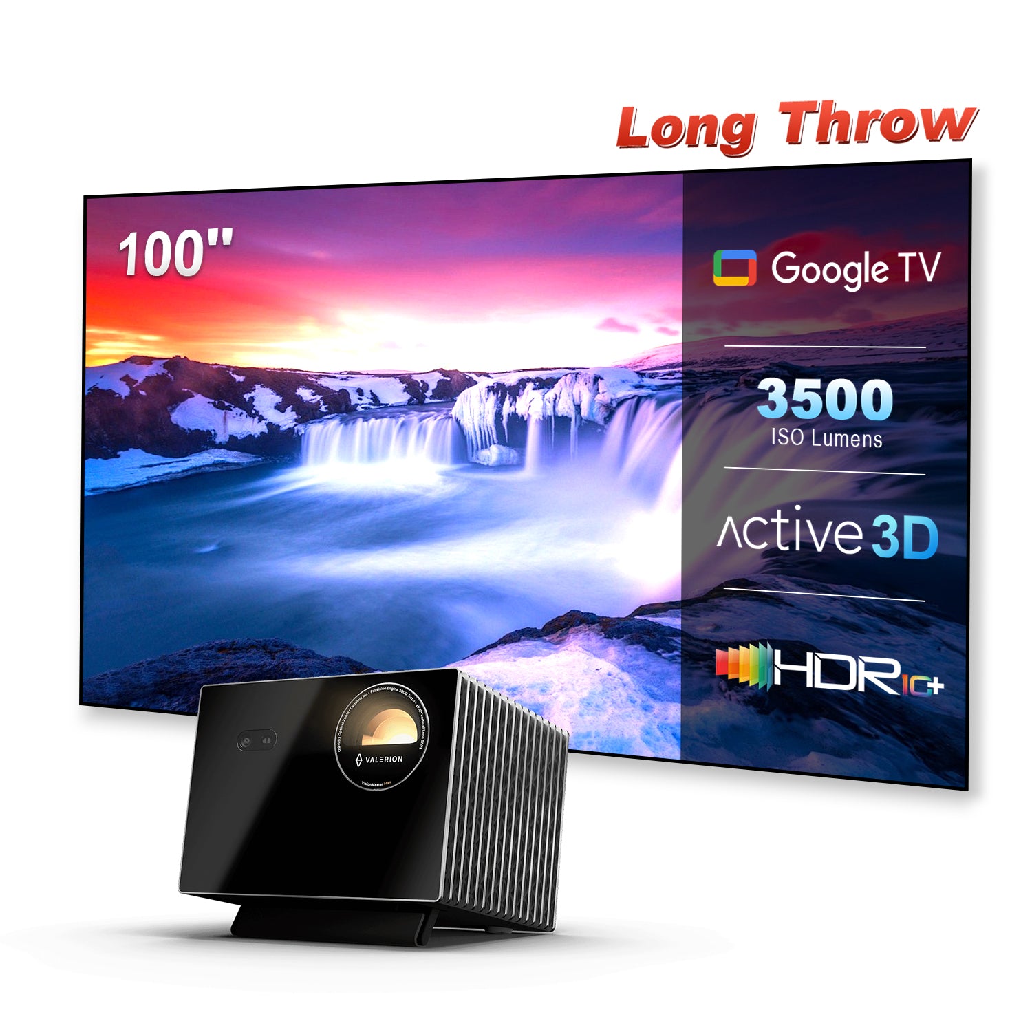 Valerion VisionMaster Max Projetor 4K RGB com Laser Triplo 3500 Lúmens ISO