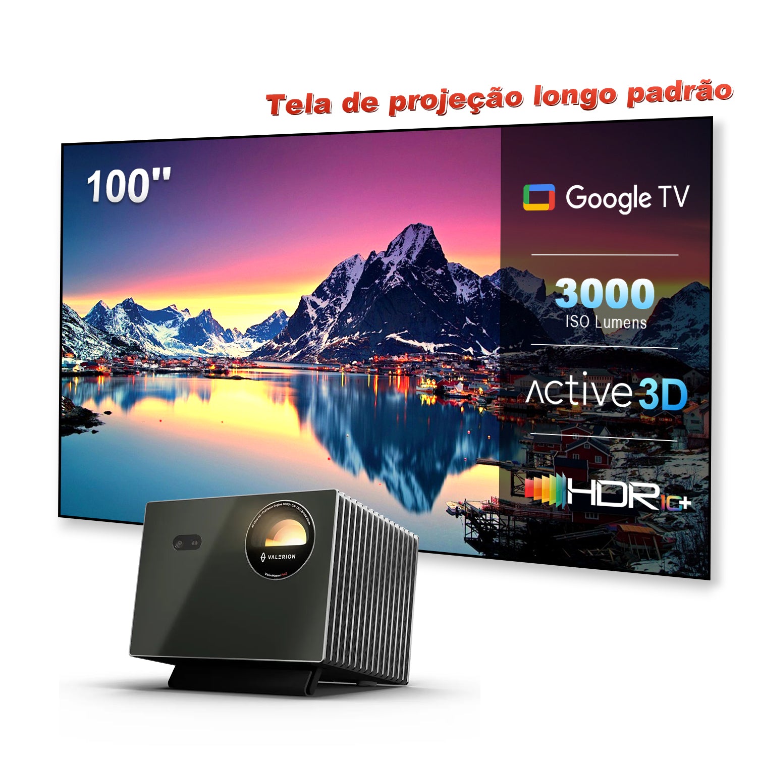 Valerion VisionMaster Pro 2 Projetor 4K RGB com Laser Triplo 3000 Lúmens ISO