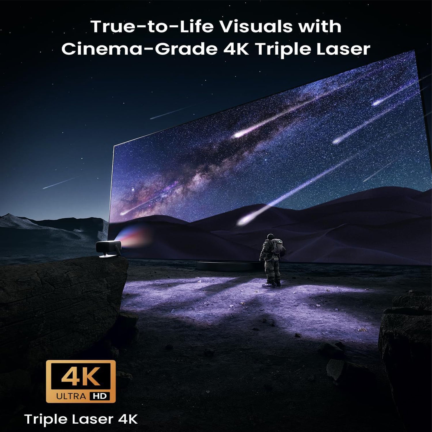 Projetor JMGO N1S Ultimate 4K a Laser para Áreas Externas com 3300 Lúmens ISO, Google TV e Netflix Integrado
