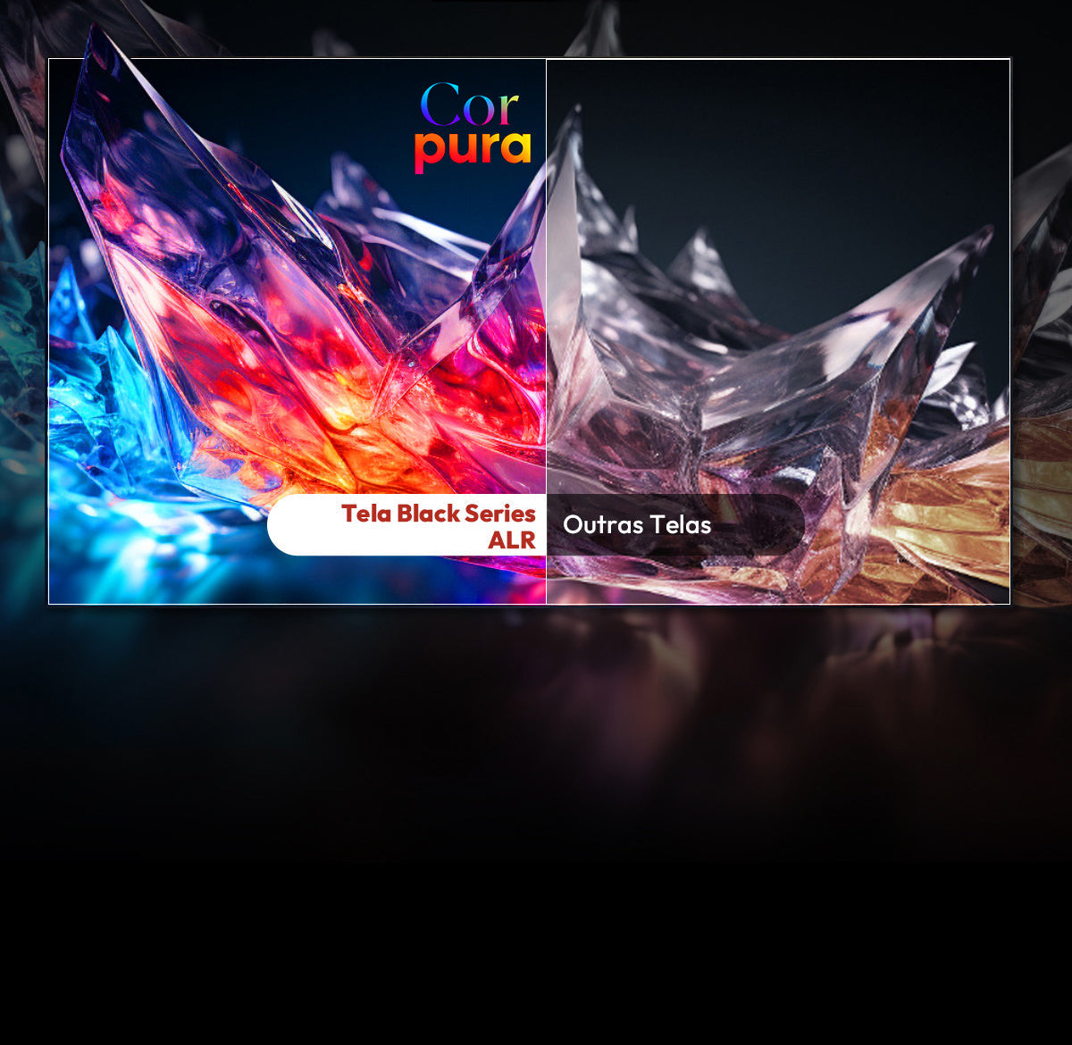 NothingProjector Black Series ALR com cores fiéis e vibrantes versus telas comuns.