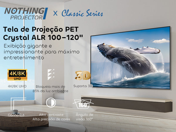 Tela de Projeção PET Crystal Classic ALR NothingProjector para Projetor de Ultra Curta Distância