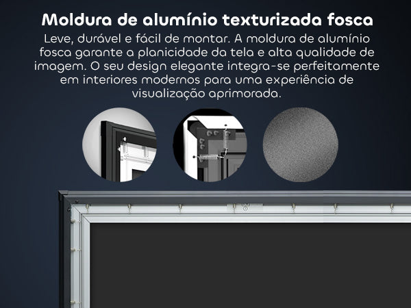 Moldura de alumínio texturizado fosco, leve e durável
