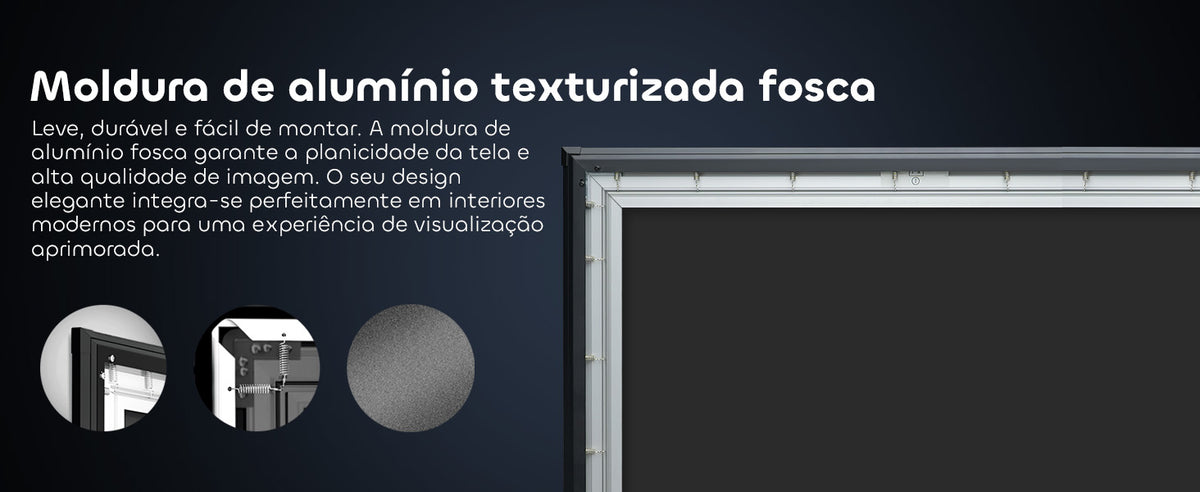 Moldura de alumínio texturizado fosco, leve e durável