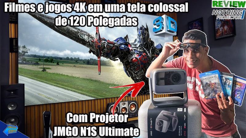 Testei o Projetor JMGO N1S Ultimate 4k Em um TELÃO Colossal ALR de 120 polegadas