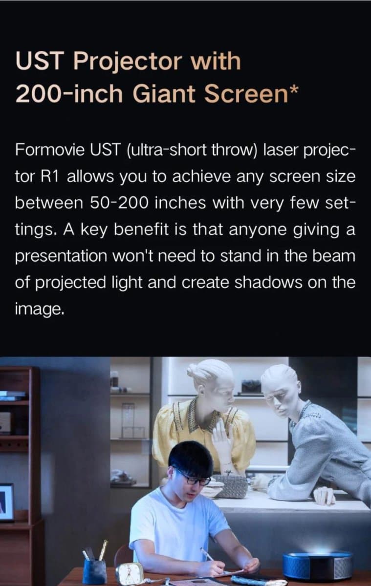 Formovie Fengmi R1 Ultra Short Throw Laser Projector 1600 ANSI Dolby Audio - Nothingprojector